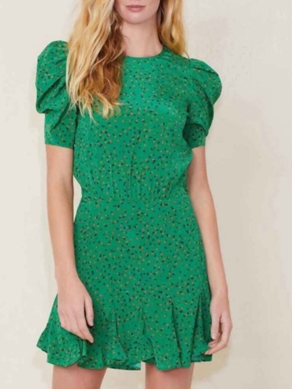 Veronica Beard Lila Dress in Green Multi Floral Silk Sz 14